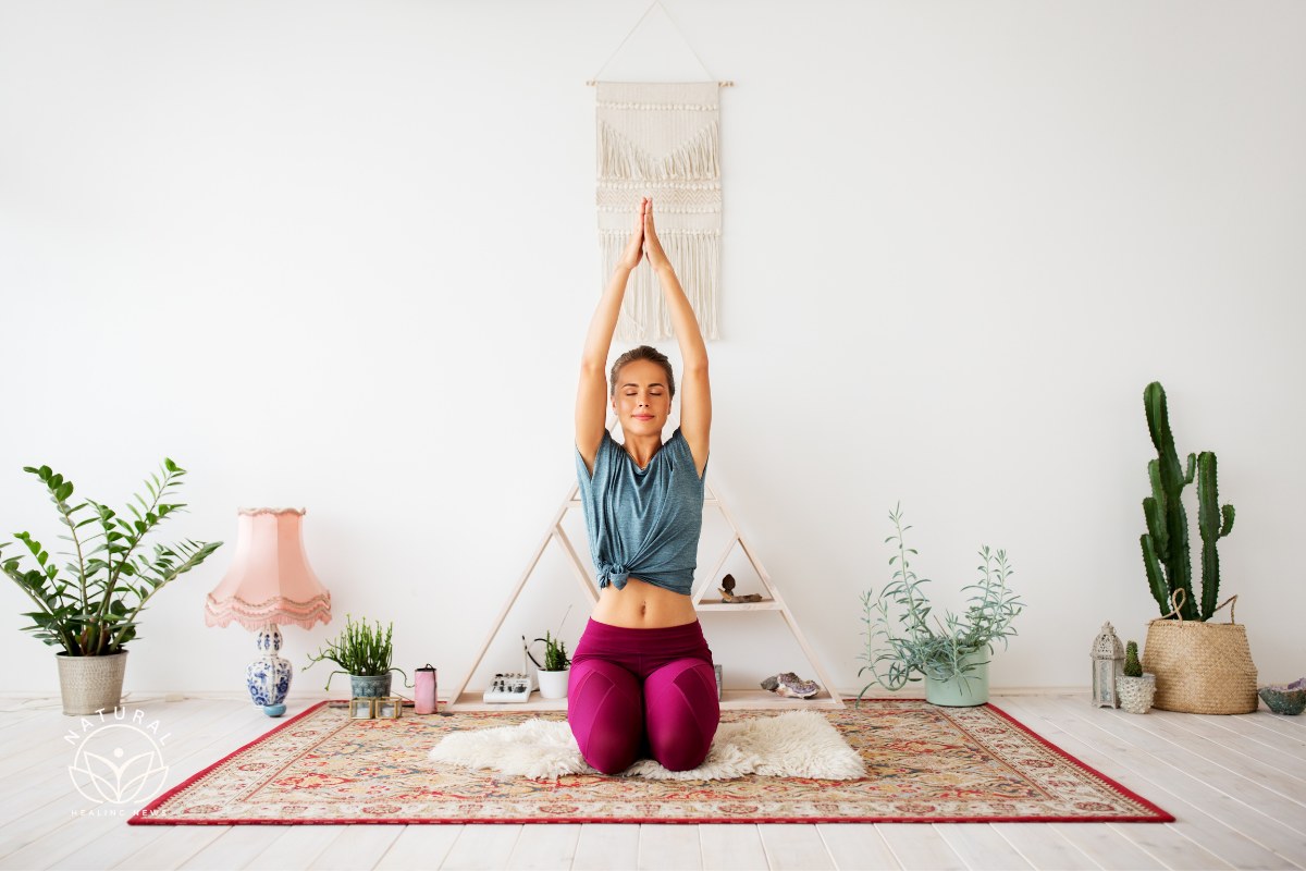 Woman Meditating at Yoga Studio in her home